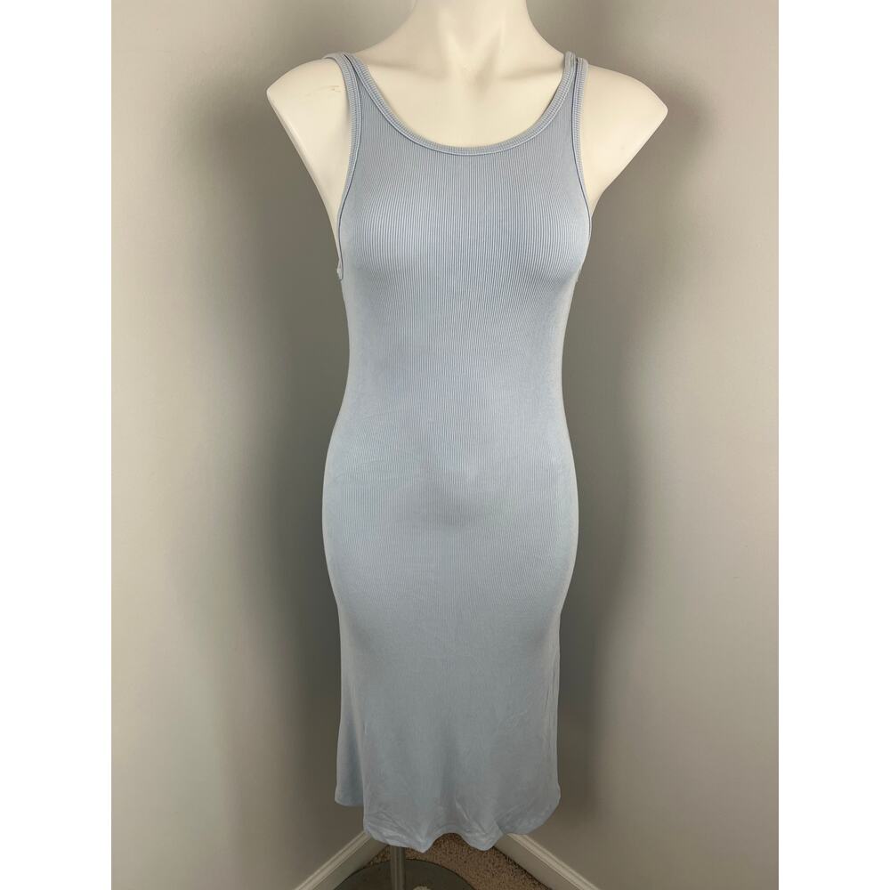 Aritzia Wilfred Free Light Blue Ribbed Knit Stretch Bodycon Dress XS
